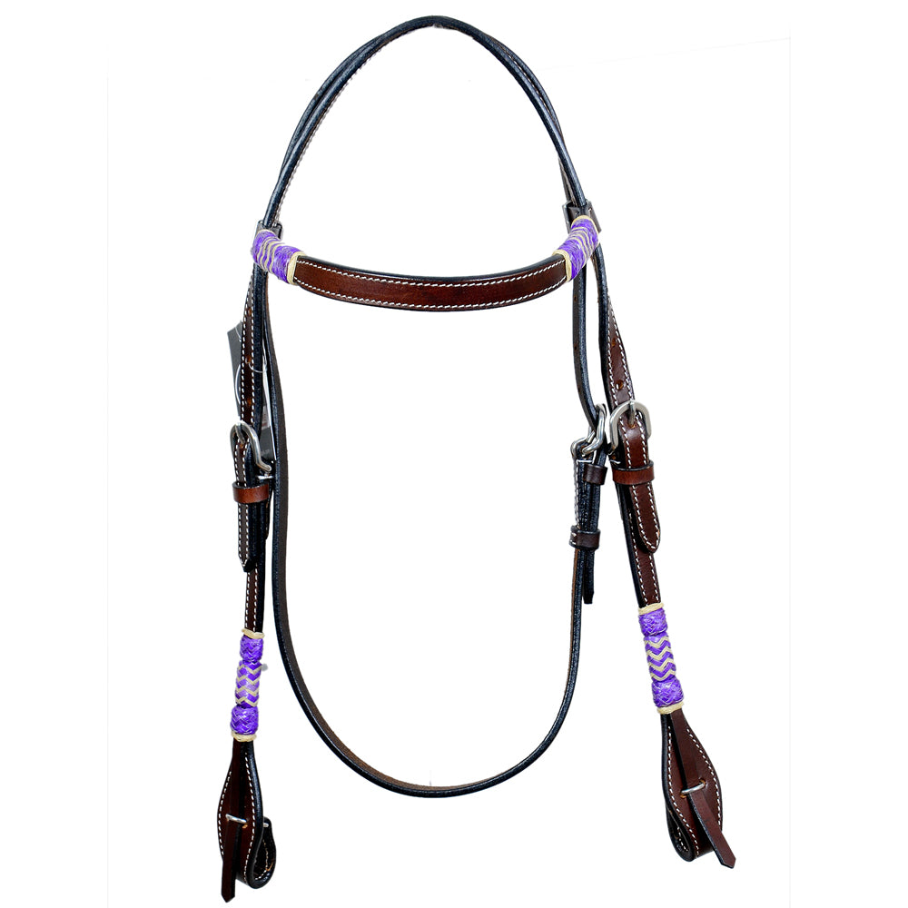 Bar H Equine Western Horse Rawhide Genuine American Leather Headstall
