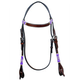 Bar H Equine Western Horse Rawhide Genuine American Leather Headstall