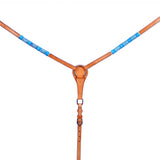 Genuine Quality Turquoise Rawhide Horse Western leather Breast Collar Tan