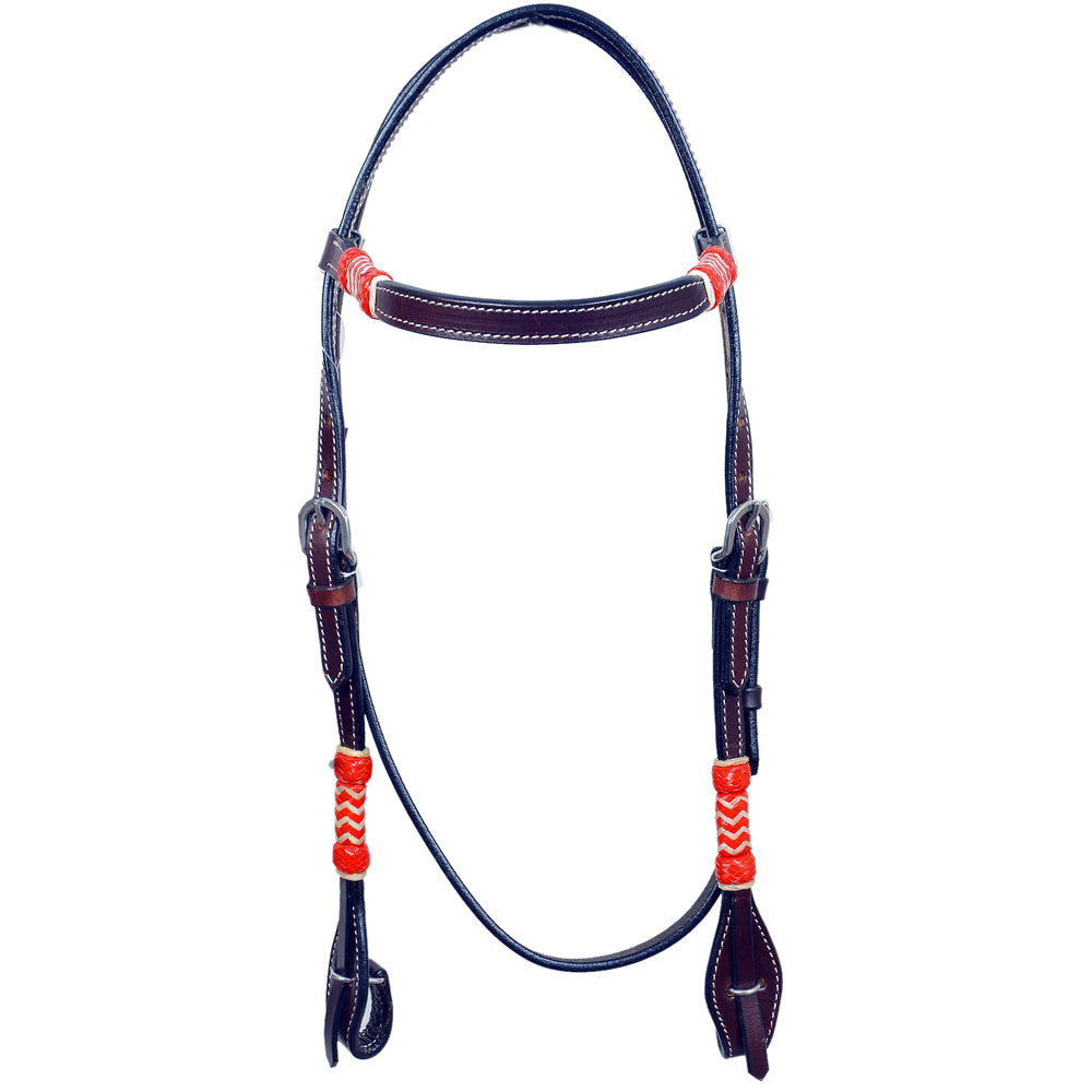 Bar H Equine Western Horse Rawhide Genuine American Leather Headstall