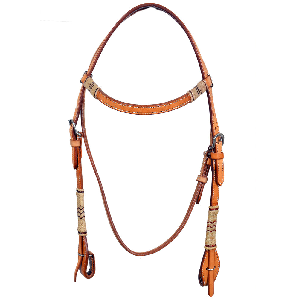 Bar H Equine Western Horse Rawhide Genuine American Leather Headstall