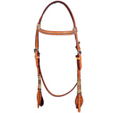 Bar H Equine Western Horse Rawhide Genuine American Leather Headstall