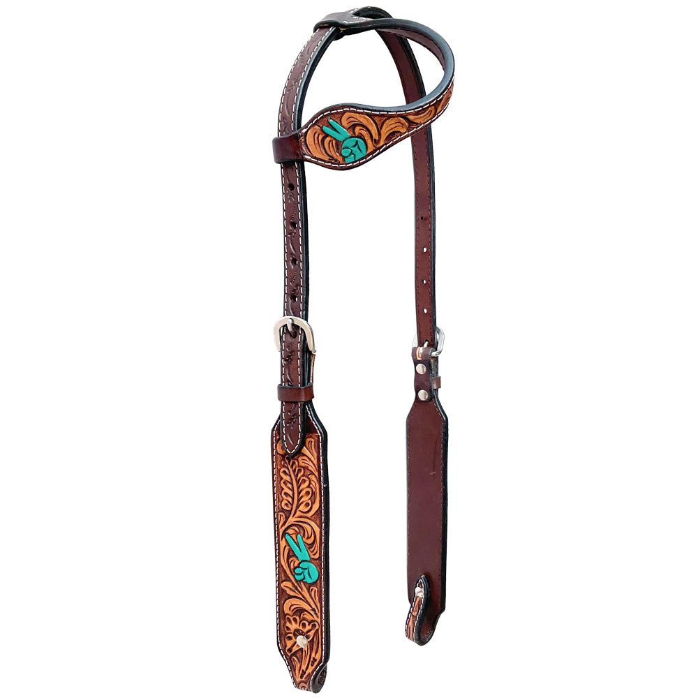 Bar H Equine American Leather Horse Saddle Tack One Ear Headstall Brown