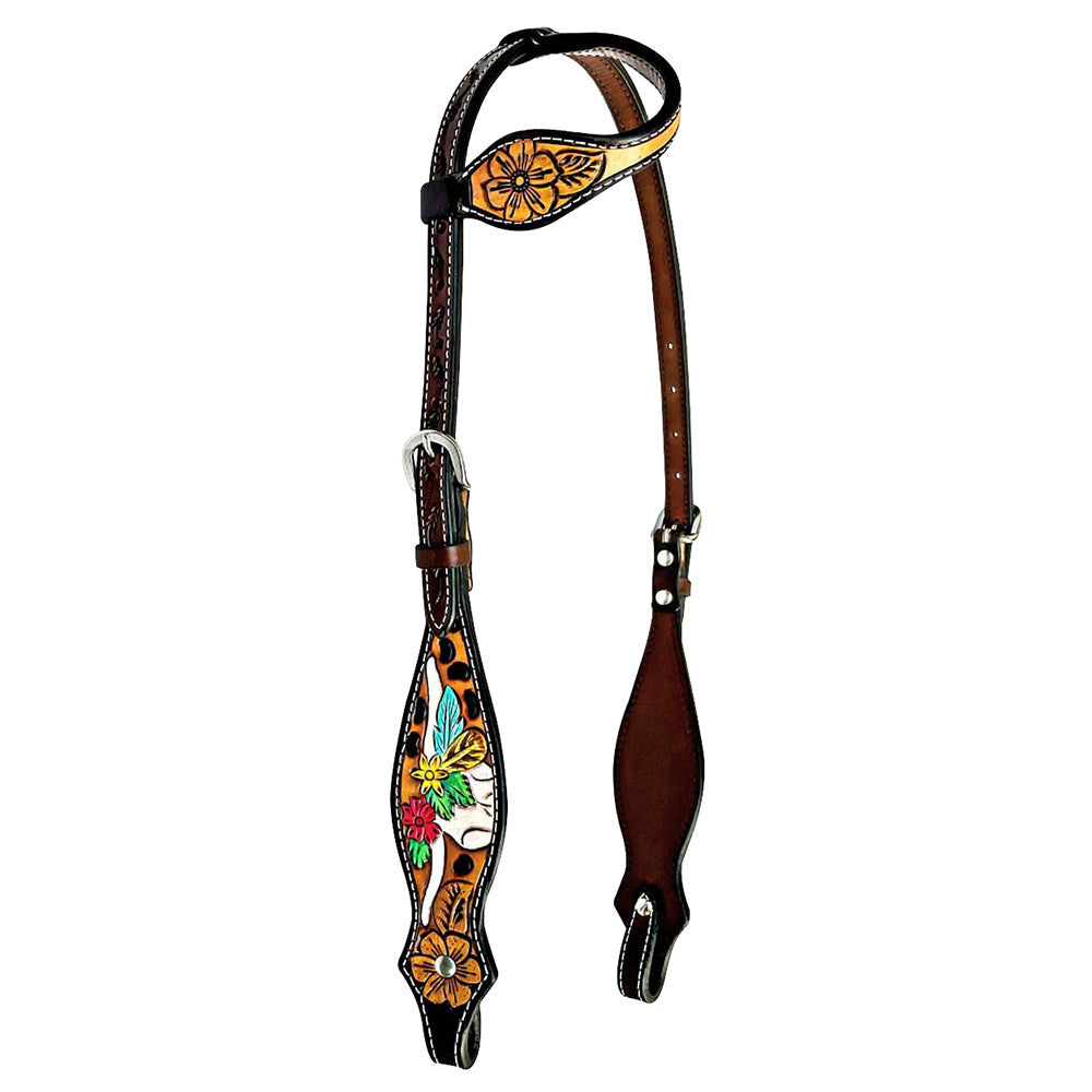 Bar H Equine American Leather Horse Saddle Tack One Ear Headstall | Breast Collar Browband Wither Strap Set for Horses BER180