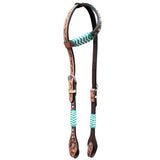 Bar H Equine American Leather Horse Saddle Tack One Ear Headstall | Breast Collar Browband Wither Strap Set BER209