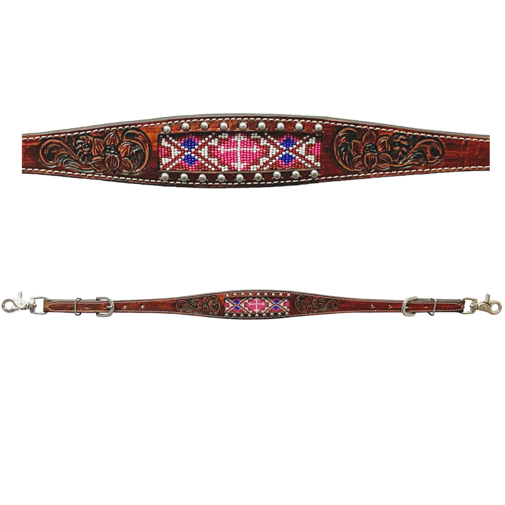 Bar H Equine Genuine Western American Leather Horse Premium Headstall & Breast Collar Set