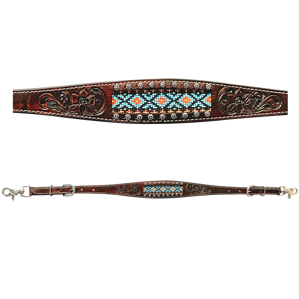 Bar H Equine American Leather Horse Saddle Tack One Ear Headstall | Breast Collar Browband Wither Strap Set BER229