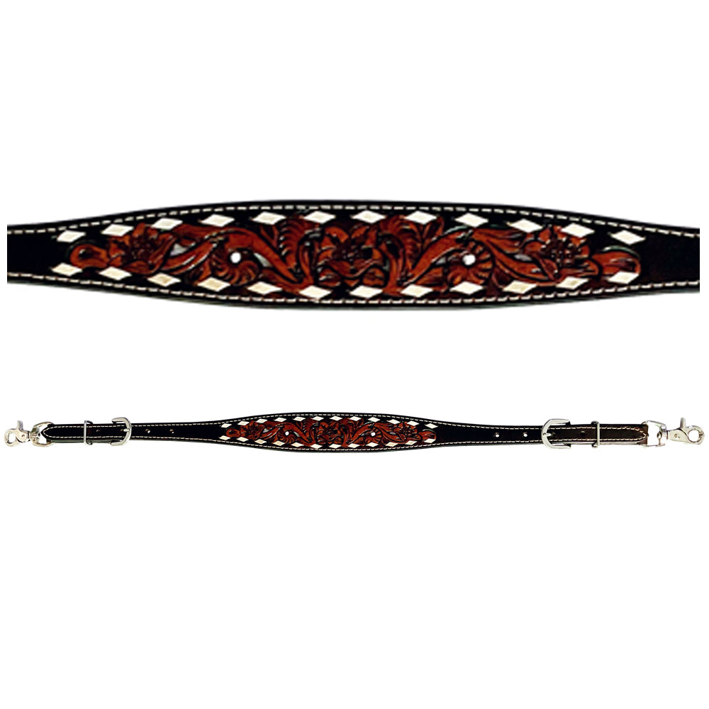 Bar H Equine American Leather Horse Saddle Tack One Ear Headstall | Breast Collar Browband Wither Strap Set BER246