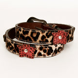 BAR H EQUINE Lilibeth Hand Tooled Western Leather Men And Women Belt Brown