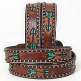 BAR H EQUINE Austin Arrow Spotted Hand Painted Western Leather Men And Women Belt Brown