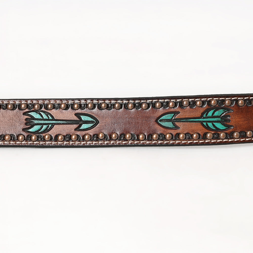 BAR H EQUINE Austin Arrow Spotted Hand Painted Western Leather Men And Women Belt Brown
