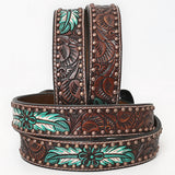 BAR H EQUINE Natural Floral Hand Painted Western Fashion Premium Leather Men And Women Belt Brown