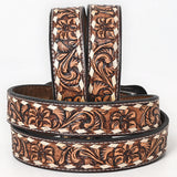 Premium Quality Floral Hand Carved Western Leather Men And Women Belt Brown