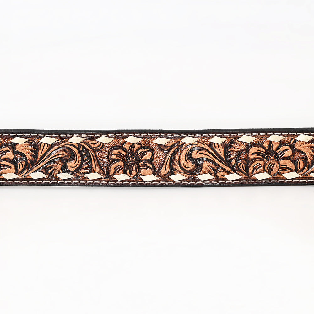 Premium Quality Floral Hand Carved Western Leather Men And Women Belt Brown