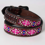 BAR H EQUINE Beaded Floral Hand Carved Western Leather Men And Women Belt Antique Brown