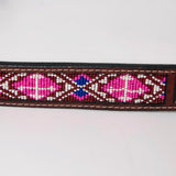 BAR H EQUINE Beaded Floral Hand Carved Western Leather Men And Women Belt Antique Brown