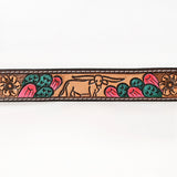 BAR H EQUINE Floral Cactus Bull Hand Carved Western Leather Men And Women Belt