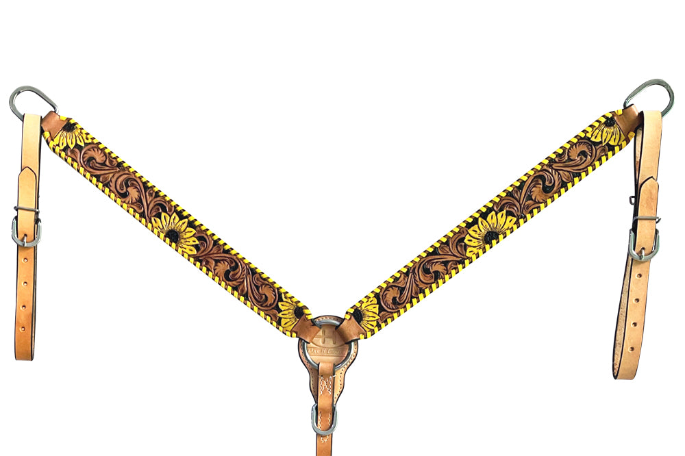 Bar H Equine American Leather Horse Saddle Tack One Ear Headstall | Breast Collar Browband Wither Strap Set BER255