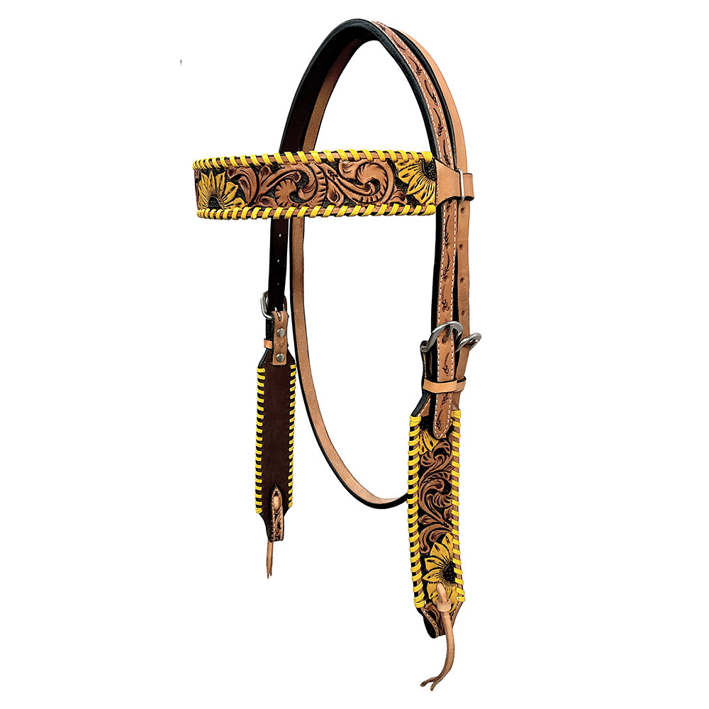 Bar H Equine American Leather Horse Saddle Tack One Ear Headstall | Breast Collar Browband Wither Strap Set BER255
