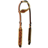 Bar H Equine American Leather Horse Saddle Tack One Ear Headstall | Breast Collar Browband Wither Strap Set BER256