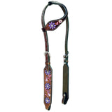 Bar H Equine American Leather Horse Saddle Tack One Ear Headstall | Breast Collar Browband Wither Strap Set for Horses BER116