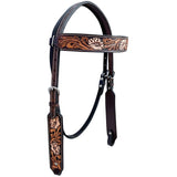 Bar H Equine Genuine Western American Leather Horse Premium Headstall & Breast Collar Set