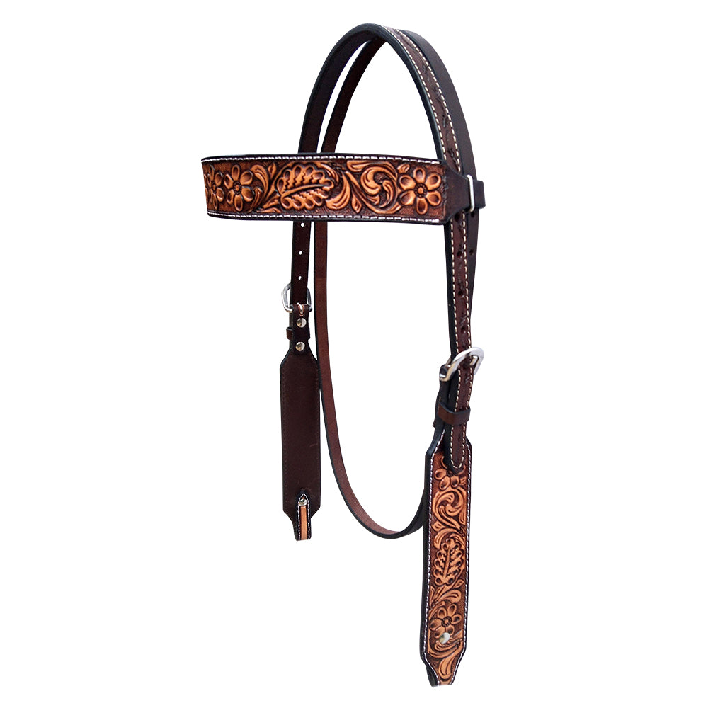 Bar H Equine Genuine Western American Leather Horse Premium Headstall & Breast Collar Set