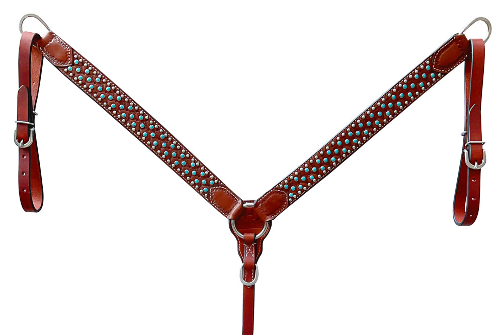Bar H Equine American Leather Horse Saddle Tack One Ear Headstall | Breast Collar Browband Wither Strap Set BER259