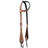 Bar H Equine American Leather Horse Saddle Tack One Ear Headstall | Breast Collar Browband Wither Strap Set BER260