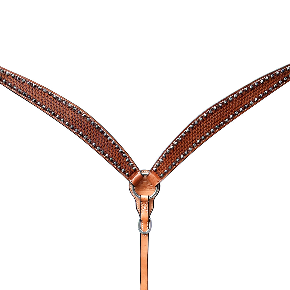 Bar H Equine American Leather Horse Saddle Tack One Ear Headstall | Breast Collar Browband Wither Strap Set BER260