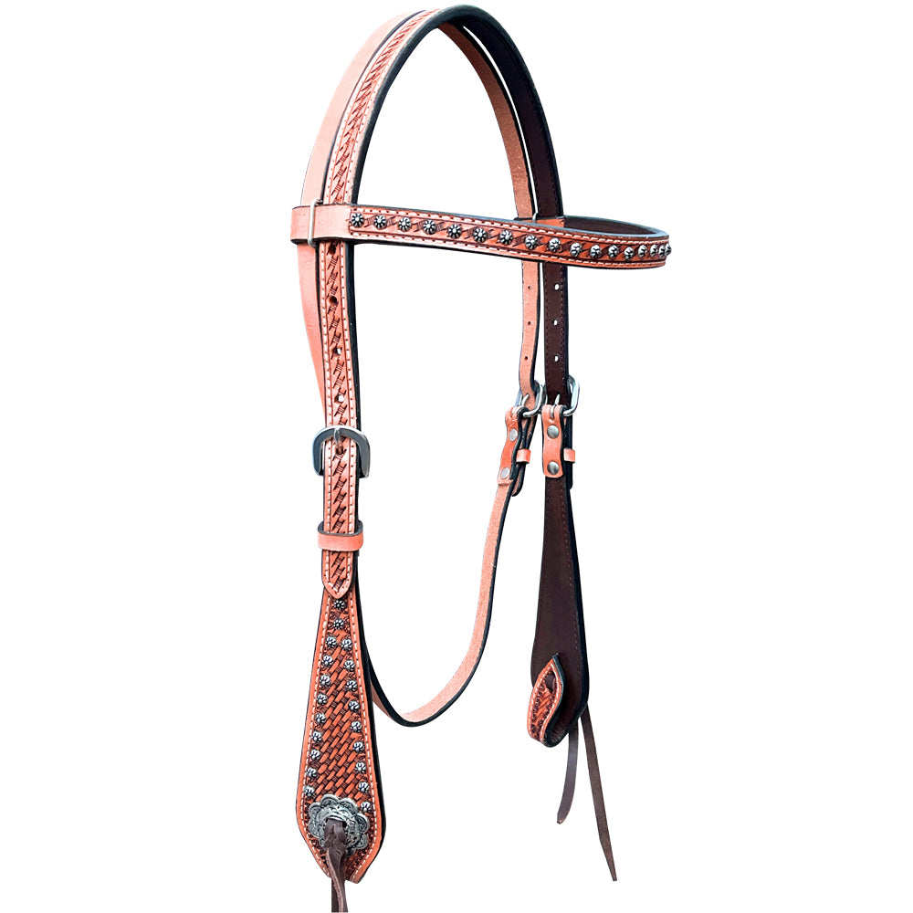 Bar H Equine American Leather Horse Saddle Tack One Ear Headstall | Breast Collar Browband Wither Strap Set BER260