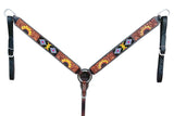 Bar H Equine American Leather Horse Saddle Tack One Ear Headstall | Breast Collar Browband Wither Strap Set BER261