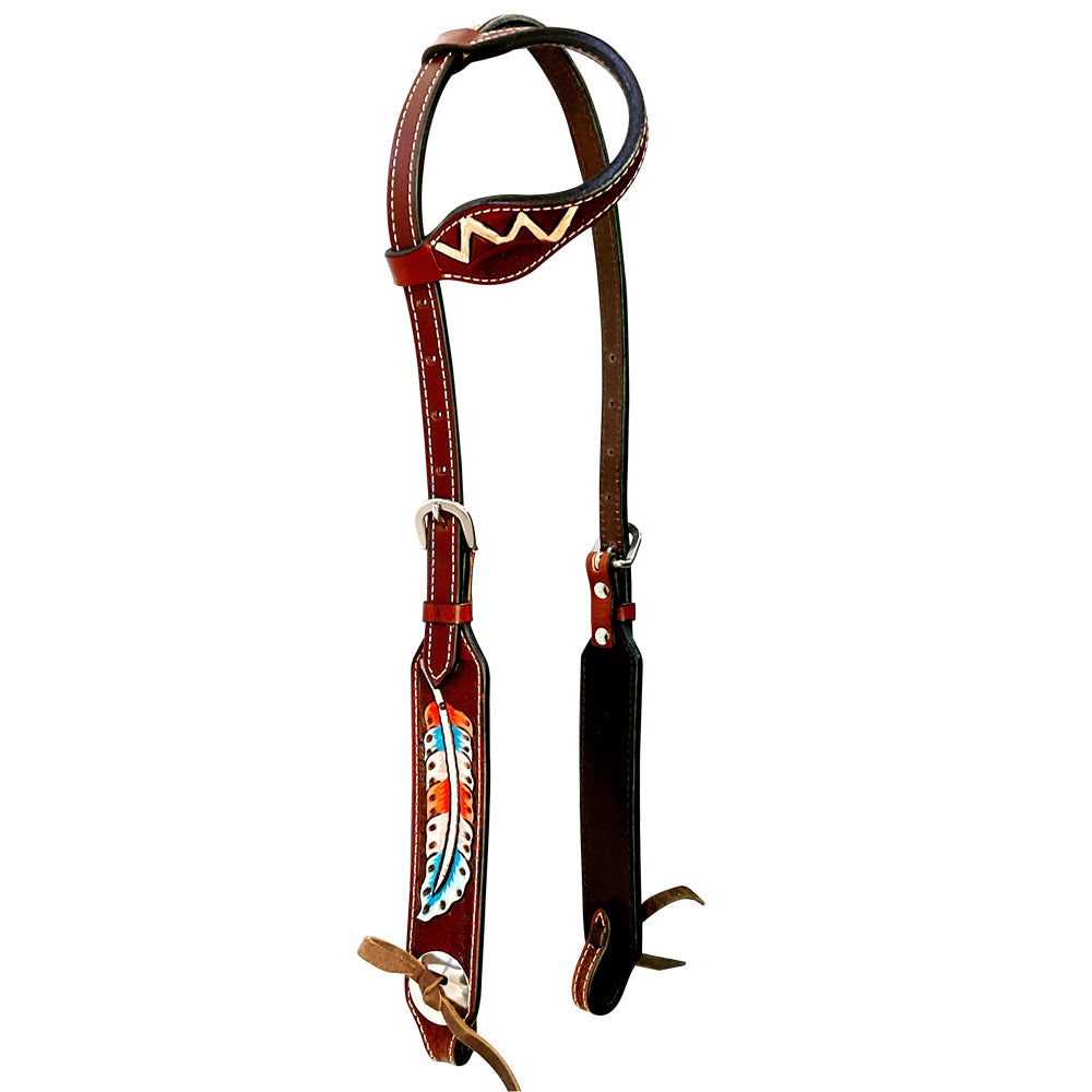 Bar H Equine American Leather Horse Saddle Tack One Ear Headstall | Breast Collar Browband Wither Strap Set BER263