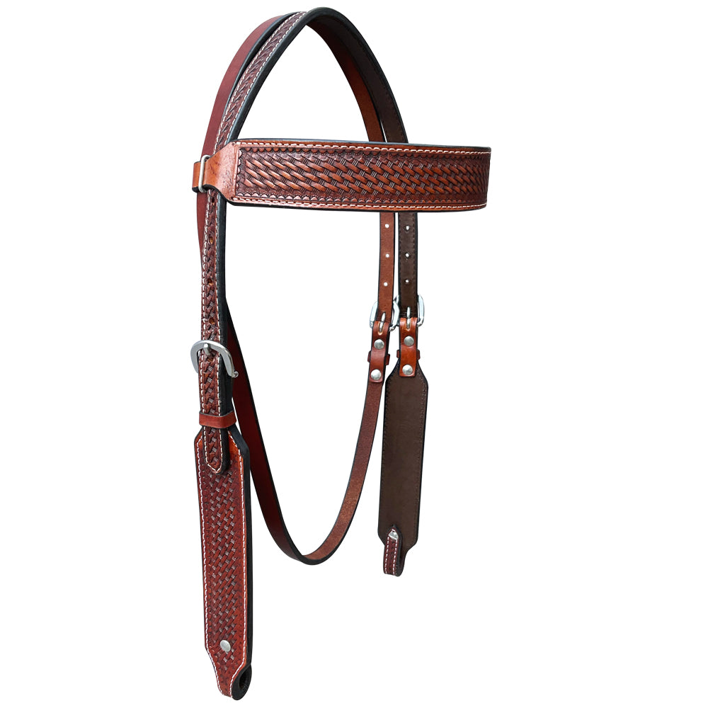 Bar H Equine Genuine Western American Leather Horse Premium Headstall & Breast Collar Set