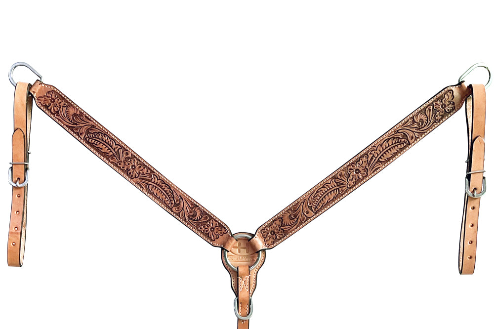 Bar H Equine American Leather Horse Saddle Tack One Ear Headstall | Breast Collar Browband Wither Strap Set BER265