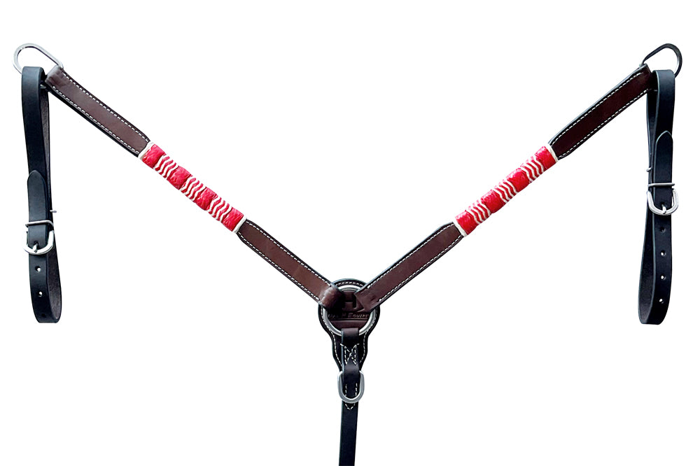 Bar H Equine American Leather Horse Saddle Tack One Ear Headstall | Breast Collar Browband Wither Strap Set BER282