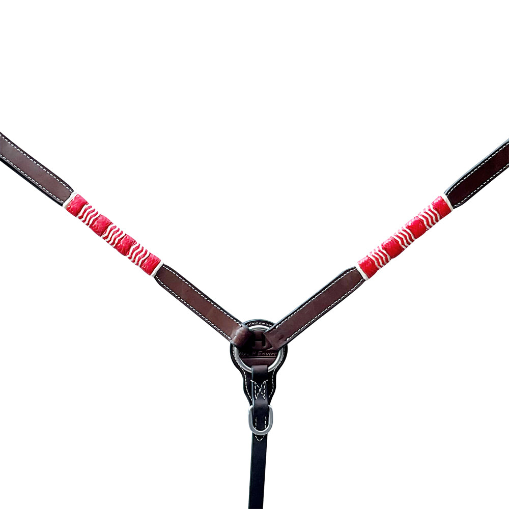 Bar H Equine American Leather Horse Saddle Tack One Ear Headstall | Breast Collar Browband Wither Strap Set BER282