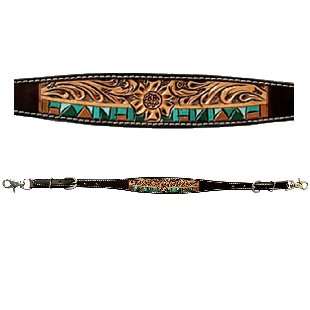 Bar H Equine Genuine Western American Leather Horse Premium Headstall & Breast Collar Set
