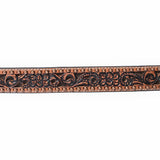 BAR H EQUINE Floral Genuine Hand Tooled Western Fashion Premium Leather Belt Brown