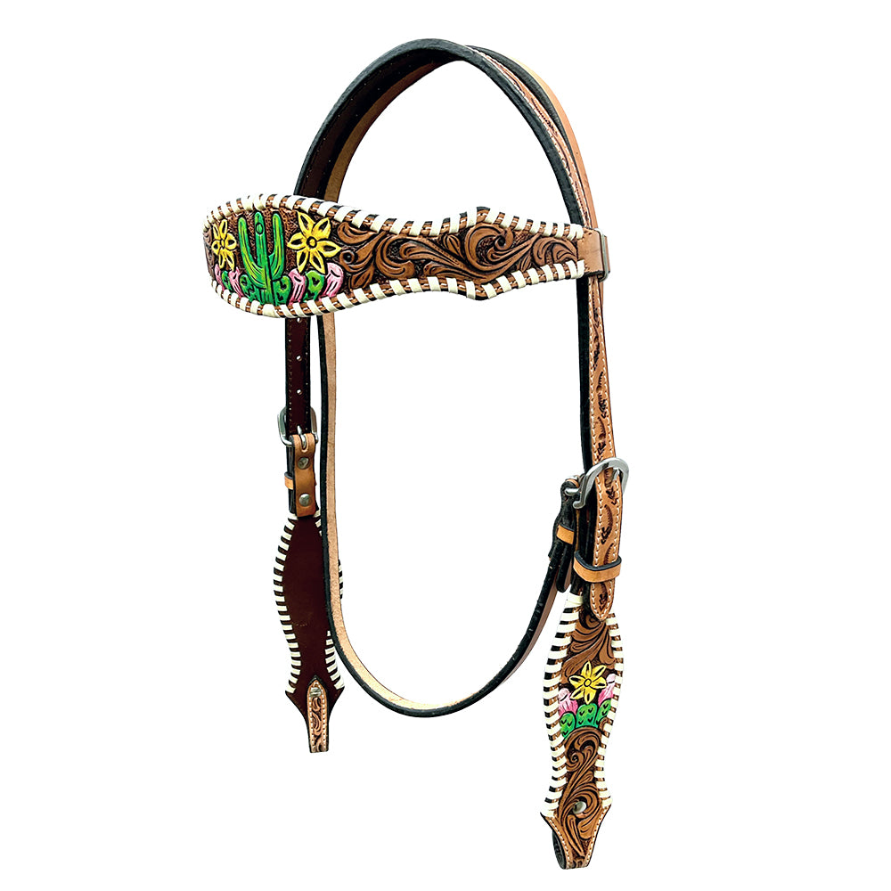 Bar H Equine Genuine Western American Leather Horse Premium Headstall & Breast Collar Set
