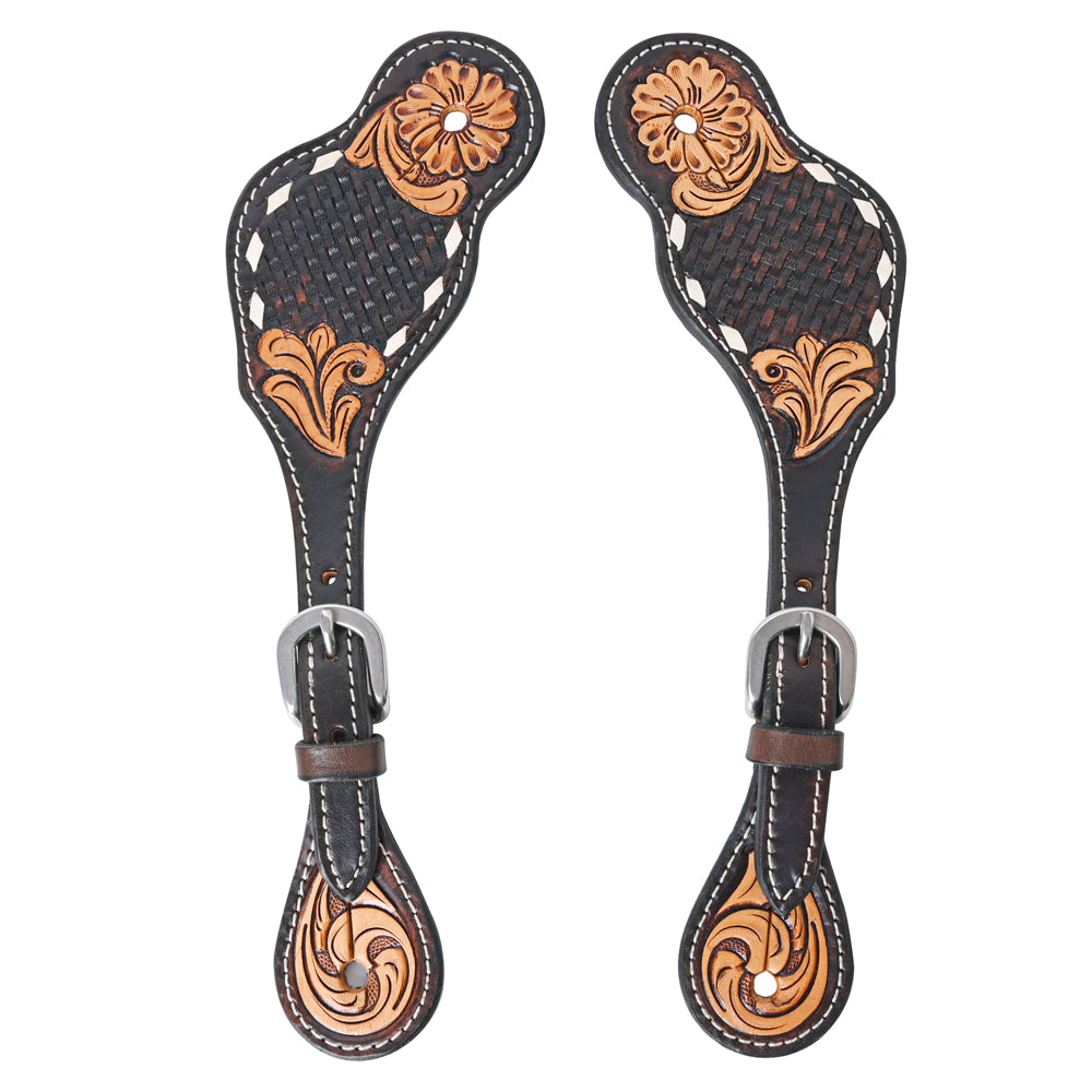 Bar H Equine Western Leather Spurs Straps for Adults Men Womens Spur Straps