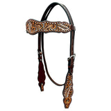 Bar H Equine Genuine Western American Leather Horse Premium Headstall & Breast Collar Set