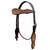 Bar H Equine Genuine Western American Leather Horse Premium Headstall & Breast Collar Set