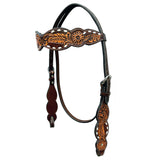 Bar H Equine Genuine Western American Leather Horse Premium Headstall & Breast Collar Set