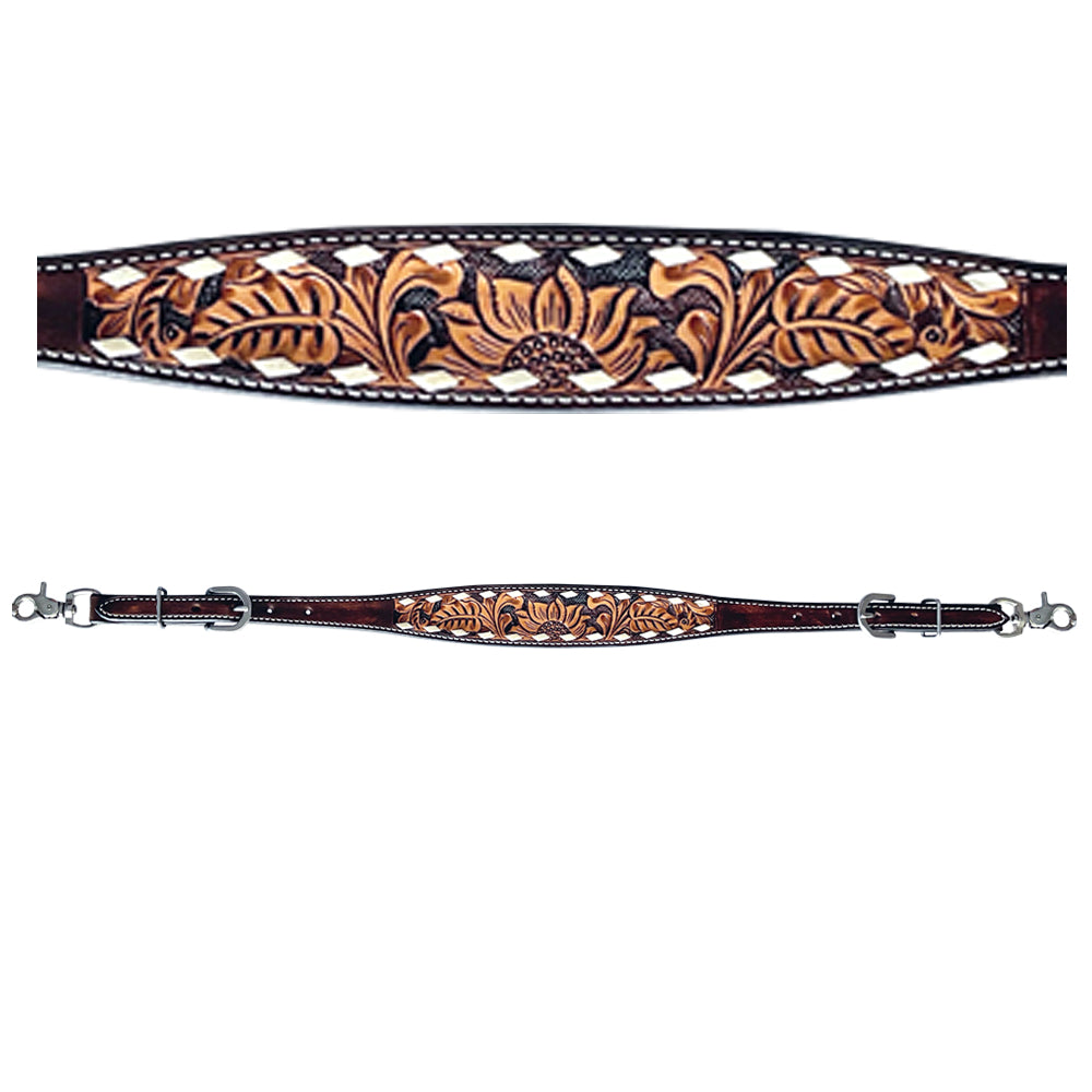 Bar H Equine Genuine Western American Leather Horse Premium Headstall & Breast Collar Set