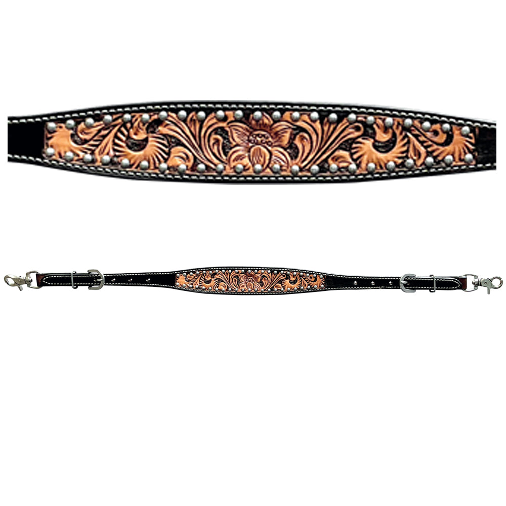Bar H Equine Genuine Western American Leather Horse Premium Headstall & Breast Collar Set