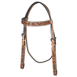 Bar H Equine Western Horse Genuine Leather Floral Carved Tack Set Tan