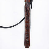 Bar H Equine Horse Genuine Leather Floral Carved Tack Set Dark Brown