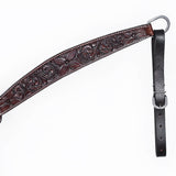 Bar H Equine Horse Genuine Leather Floral Carved Tack Set Dark Brown