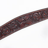 Bar H Equine Horse Genuine Leather Floral Carved Tack Set Dark Brown